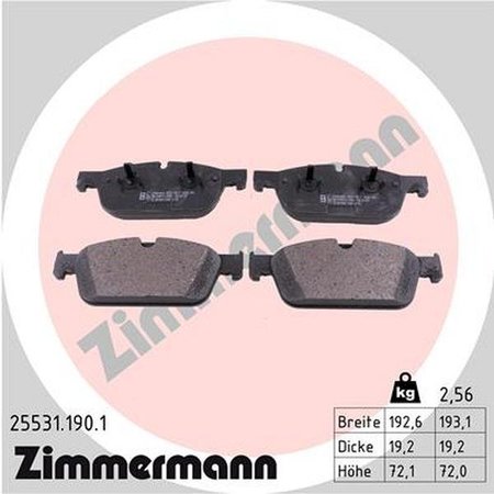 ZIMMERMANN Brake Pad Set, 25531.190.1 25531.190.1